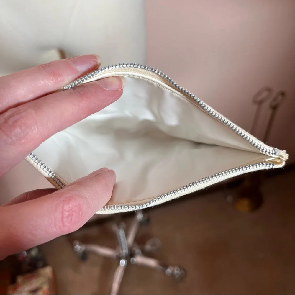 Vintage 40 50 Retro white Leather Pastel embroidered Cottagecore Clutch mini Bag - Picture 6 of 16